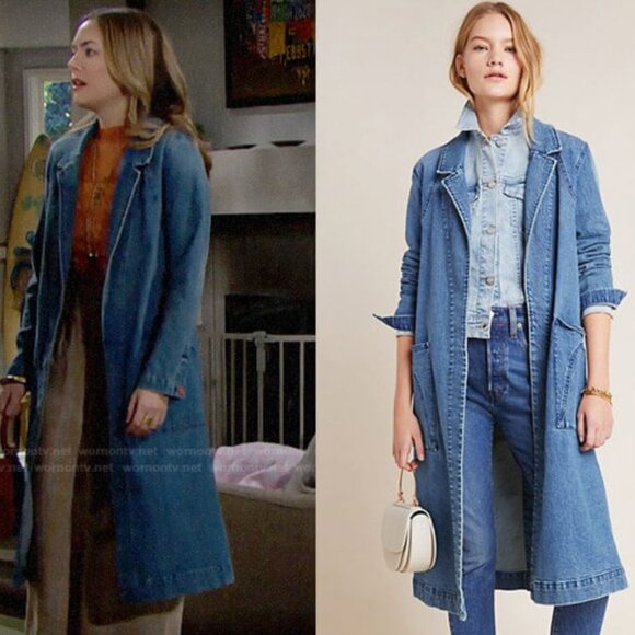 NWT Anthropologie Peggy Denim Duster Jacket Large Cotton Causal - Picture 2 of 11